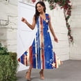 thumbnail image 2 of Women's Stylish V-Neck Sleeveless Dress Independence Day Themed Print, Casual Long Sundress for Beachwear and Holiday Celebrations,Blue 2XL, 2 of 5