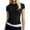 8# Black, variant on Womens Stretchy Ribbed High Neck Short Sleeve Gym Workout Slim Fitted Casual Full Length Top T-Shirt Yellow XS