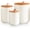 30/48/82 oz White Embossed, variant on White Ceramic Canister Set with Wooden Lids – 3-Piece Airtight Food Storage Jars for Kitchen, Embossed Design, Small/Medium/Large Sizes (30/48/82 oz) – Flour, Sugar, Coffee, Tea Containers