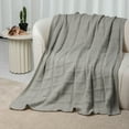 thumbnail image 4 of Cotton Waffle Weave Natural Oversized King Size Blanket , Decorative Cotton Throw Blanket, Boho Farmhouse Bedroom Decor For Bed, Couch - gray, 4 of 5