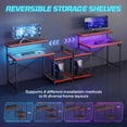 thumbnail image 4 of RSPGAME LED Gaming Desk with Monitor Stand, 47 inch Reversible Computer Desk for Home Office, Black & Red, 4 of 10