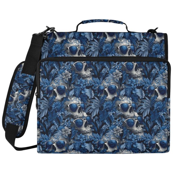 ALAZA Zipper Binder Skull with Sunglasses Pattern 2 inch 3 Ring 500 Sheet Capacity Trapper Keeper File Folder Organizer Bag