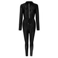 thumbnail image 5 of ZAZYULZ Vacation Outfits for Women 2024 Women Fashion Solid Siamese Pant Zipper Long Sleeved Turtleneck Jumpsuit(Black,M), 5 of 6
