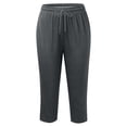 thumbnail image 5 of Endives Womens Casual Pants Plus Size Casual Elastic Waist Loose Fit Linen Pant Women With Pockets Activewear S-6XL Dark Gray, 5 of 6