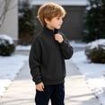 thumbnail image 4 of Bixock Toddler Boys Half Zip Sweatshirts Long Sleeve Tops Crew Neck Pullover Top Solid Color Casual Sweatshirt Warm Soft Breathable Daily Wear Boys Clothings, 4 of 7