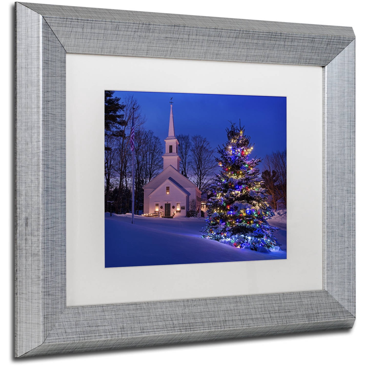 Trademark Fine Art "New England Xmas" Canvas Art by Michael Blanchette Photography White Matte, Silver Frame
