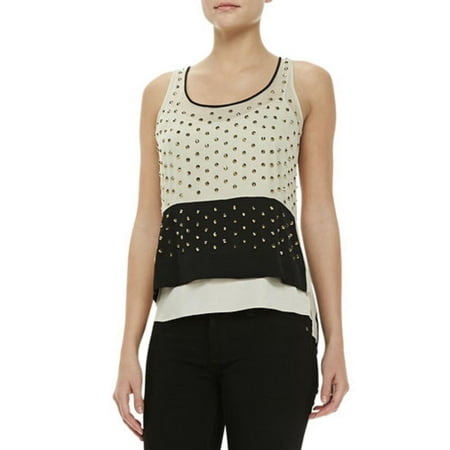 Diane Von Furstenberg Print Wrap - NEW $465 DVF DIANE VON FURSTENBERG NUDE BLACK ABRIELLE CRYSTAL SILK TOP SIZE 0