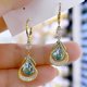 thumbnail image 5 of Pendientes de gota de agua geométricos de circonita púrpura de alta calidad, pendientes de lujo ligeros de nicho para adelgazar el rostro, 5 of 5