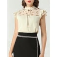 thumbnail image 5 of INSPIRE CHIC Women's Elegant Cap Sleeve Tie Neck Ruffle Collar Tops, 5 of 6
