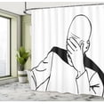 thumbnail image 5 of Ambesonne Humor Shower Curtain, Captain Picard Face Palm, 69"Wx84"L, White and Black, 5 of 5