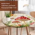 thumbnail image 5 of Round Tablecloth Tropical Country Elastic Edge Fitted Mushroom Butterfly Snails Plastic Table Cover,Waterproof Oil Proof for Dinner,Outdoor, Picnic, 55"- 60" DIA Tables Red Green, 5 of 8