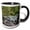 Black/White, variant on 3drose, Usa, Pacific Northwest, a Stream Flows, the Forest., 11oz Two-tone Yellow Mug
