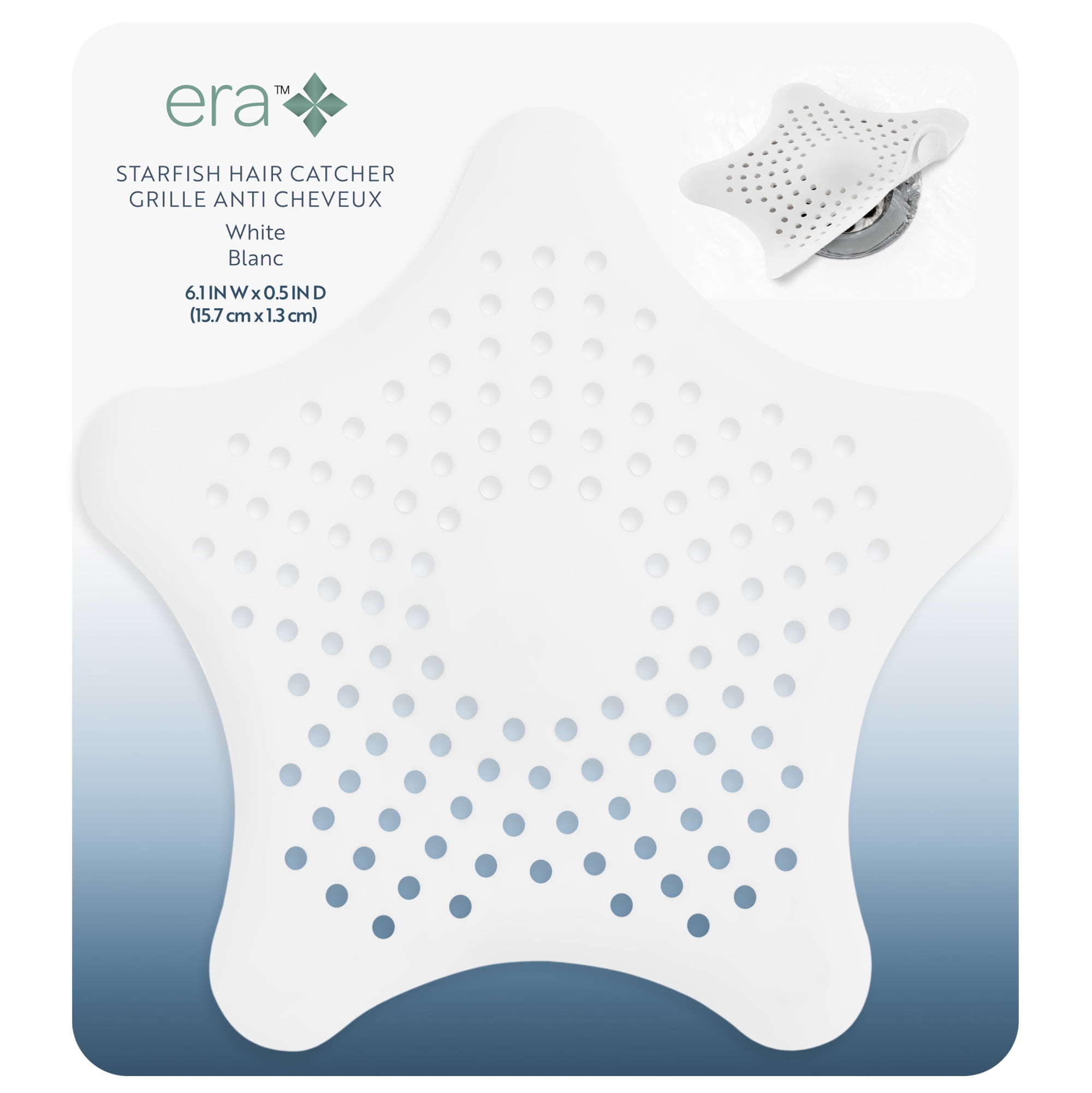 Era grille anti-cheveux pour drain, blanc, 6.18x6.18po attrape-cheveux blanc