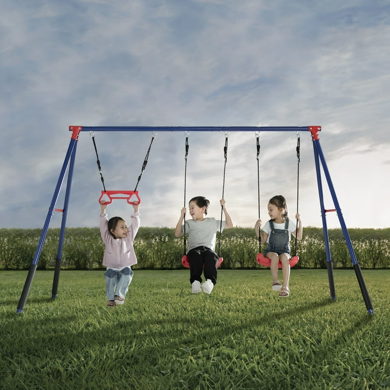 Delta Children FunZone Outdoor Metal 3-Piece Swing Set - Includes
