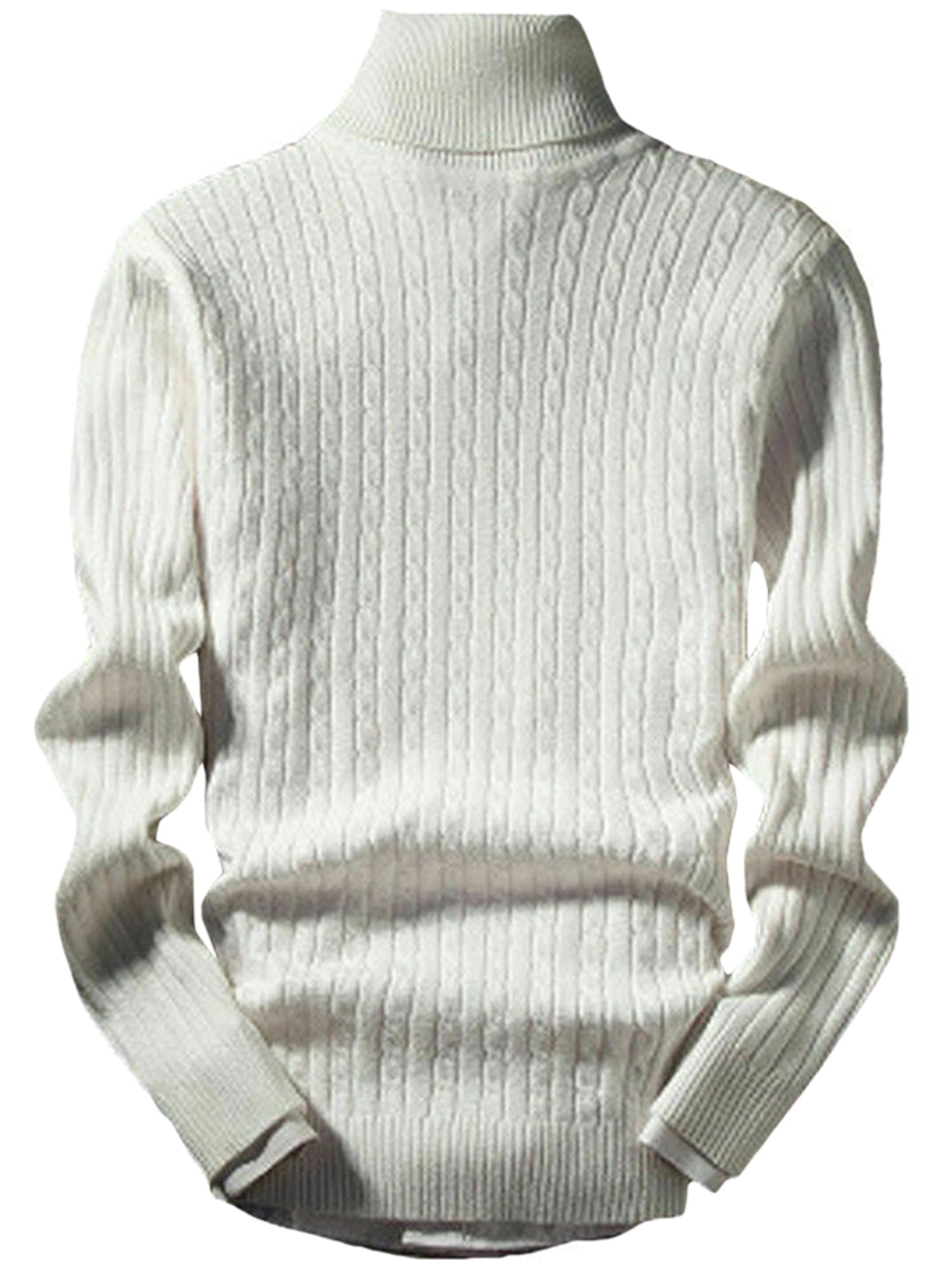 Mens Long Sleeve Knitwear Jumper Zip Up High Neck Sweater Knit Stretchy Pullover