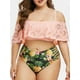 thumbnail image 1 of Más el tamaño de corte del laser impresión del girasol dos piezas de baño Rosegal Camisetas sin mangas de talla grande, 1 of 5
