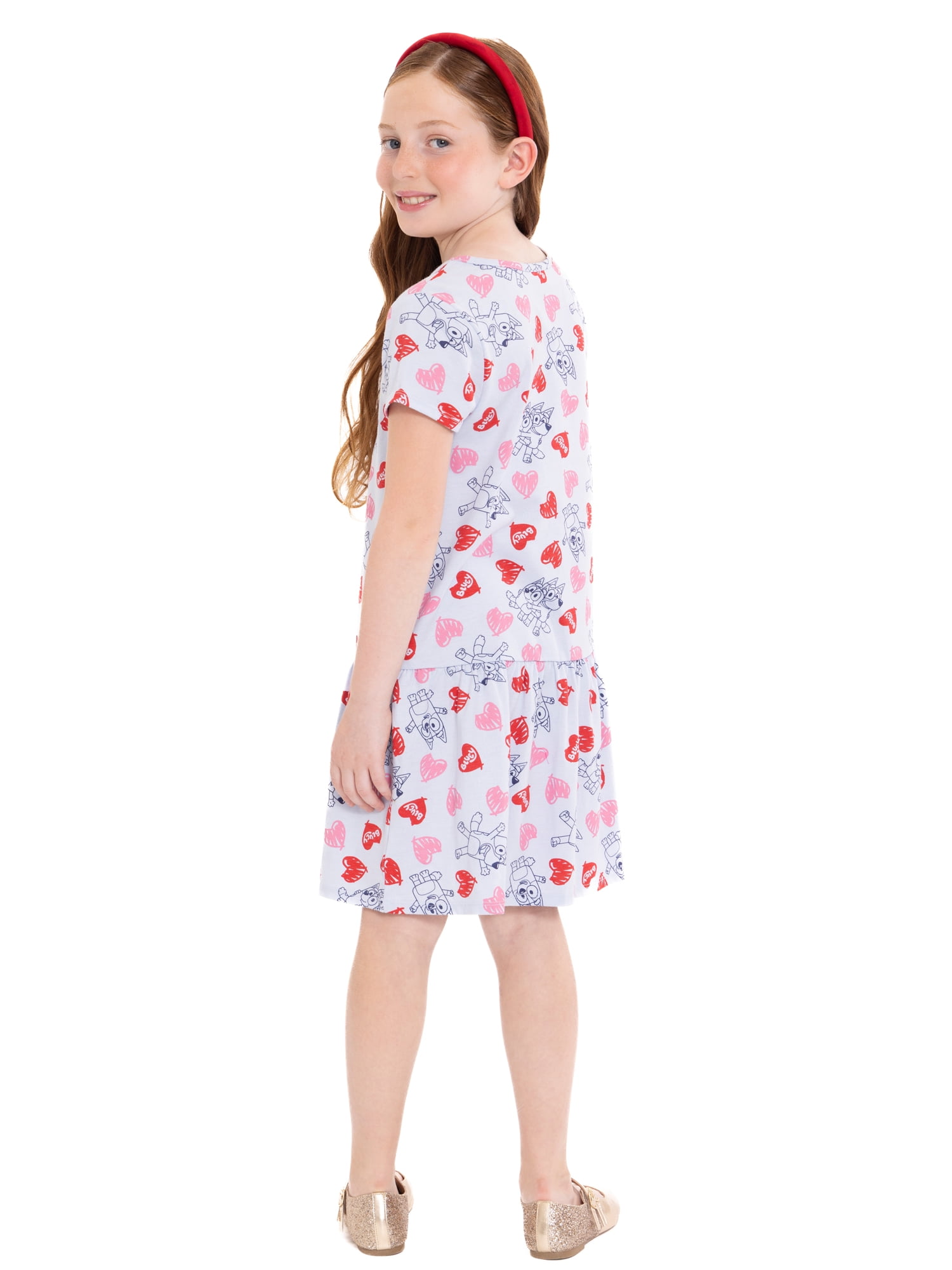 Bluey Girls’ Print Dress with Short Sleeves, Sizes 4-12