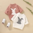 thumbnail image 3 of Lcxweerr Toddler Baby Crewneck Sweater Thick Kids Soft Wool Clothing for Boys Girls Winter Bunny Knitted Sweaters Top, 3 of 5
