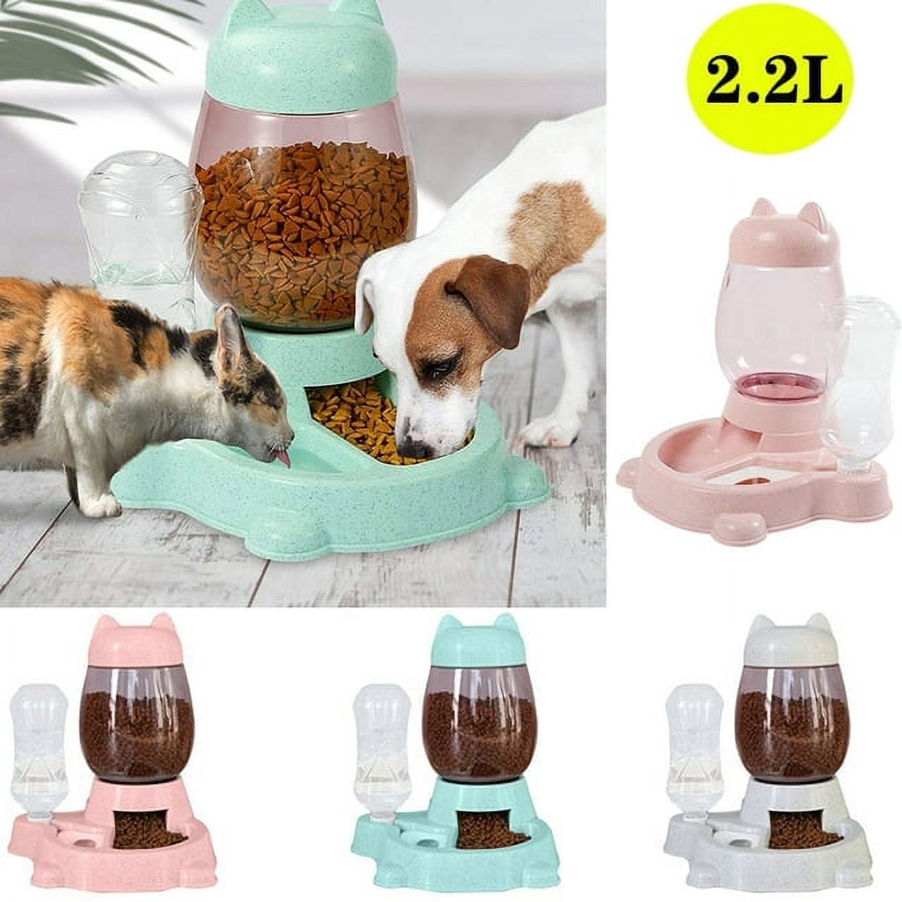 Birdsexy 2 in 1 Automatic Feeder Pet Stuff Dog Cat Drinking Bowl For Pets Water Drinking Feeder Storage Continuous Food Dispenser for Pet Cat Dog - Pink