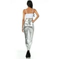 thumbnail image 4 of Sakkas Shiny Liquid Metallic High Waist Stretch Leggings - Made in USA - Silver - S, 4 of 8