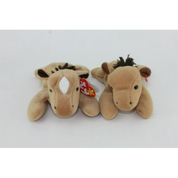 TY Beanie Babies Derby the Horse Set of 2 (with and without white mark) 8inch Plash