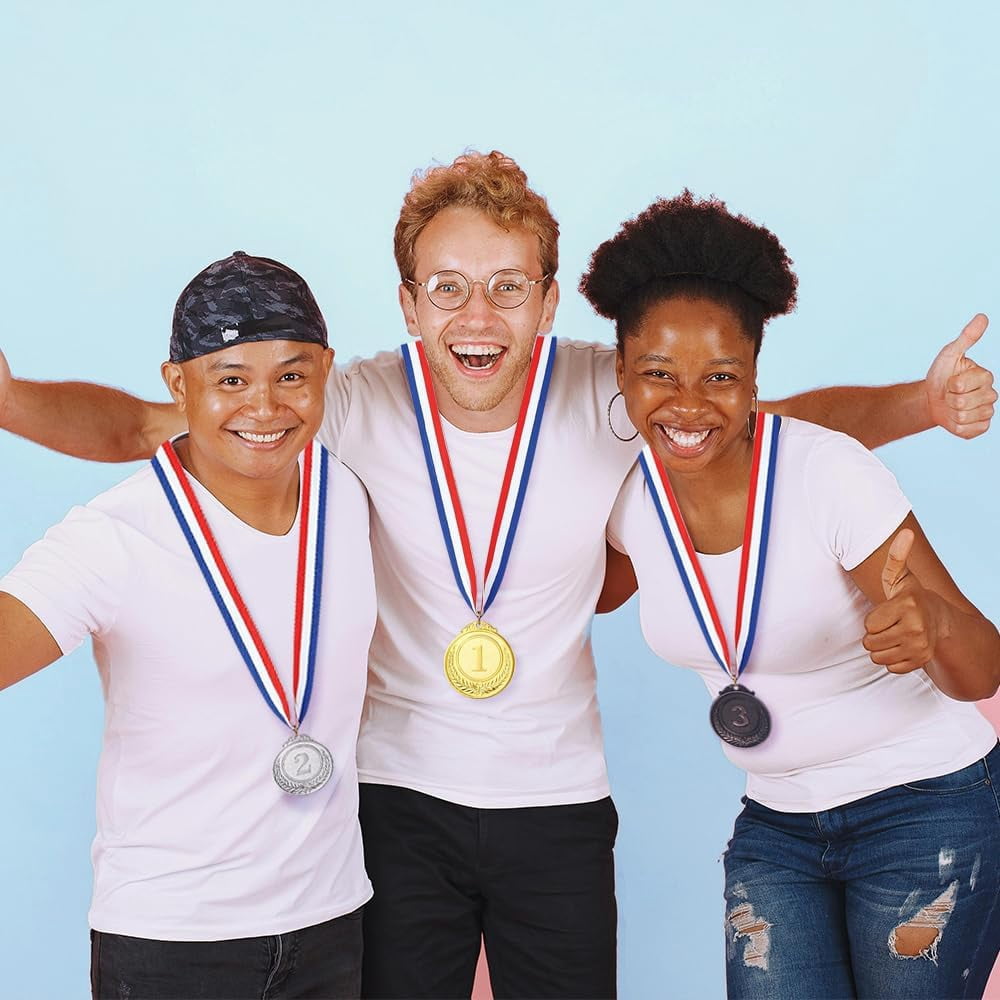 24 Pieces Metal Medals,Winner Medals for Competitions, Olympic Style, Competitions, Party Favors, Gold Silver Bronze Award Metals,Soccer Award Metals, 2 In.