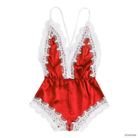 

Sexy Women Lace Silk Satin Bodysuit Lingerie Underwear Ladies Babydoll Nightwear