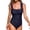 Navy #043, variant on One Piece Bathing Suit for Women Tummy Control Swimsuits Square Neck Ruched Modest Swimwear Black M