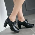 thumbnail image 3 of Women'sChunkyBlockHeelsOxfordsVintageWingtipBroguesRoundToeLace-upPumpsHighHeeledBootiesDressShoes, 3 of 5