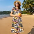 thumbnail image 4 of Naloa Cute Cat Cartoon Print Womens Summer A-Line Dress with Pockets,Short Sleeve Dresses,Flowy Beach Swing Dress for Vacation Travel, 4 of 6