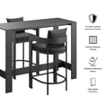 thumbnail image 3 of Modway Tahoe 3-Piece Outdoor Aluminum Bar Table Set in Charcoal, 3 of 7