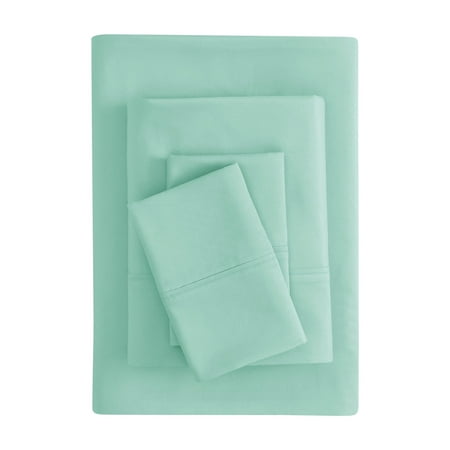 Mainstays Super Soft Brushed Microfiber Bed Sheet Set, Green Mint, Queen, 4 Piece