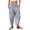 6# Blue, variant on Plaid Barrel Pants for Women Cotton Linen Blend Cropped Palazzo Trousers Elastic Drawstring Waist Harem Pants with Pockets for Summer Beach Vacation Light Brown S