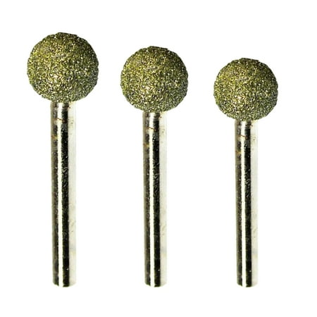 

3 Pack Diamond Coated 10~14mm Dia. Spherical Head Mounted Points Round Ball Grinding Bit Cutting Burs 6mm Shank 46 Grit Coarse