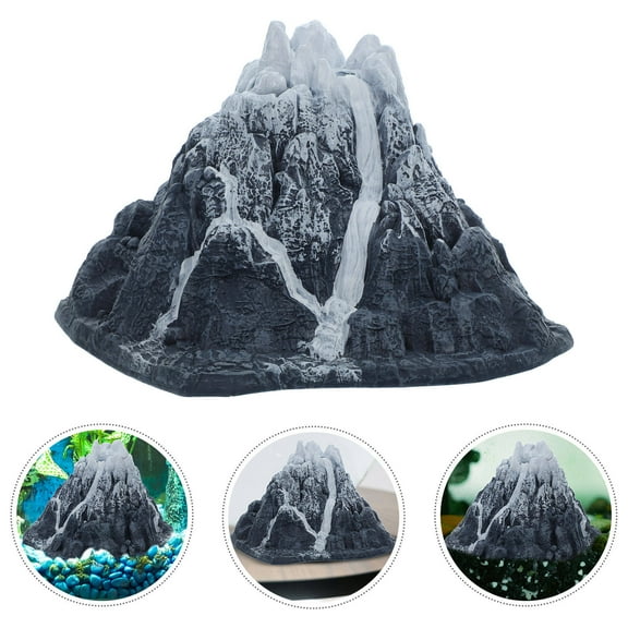 HAMPPLIES Aquarium Decoration Miniature Snow Mountain Model Grey PVC 1Pack 8.7X8.1X5.5in