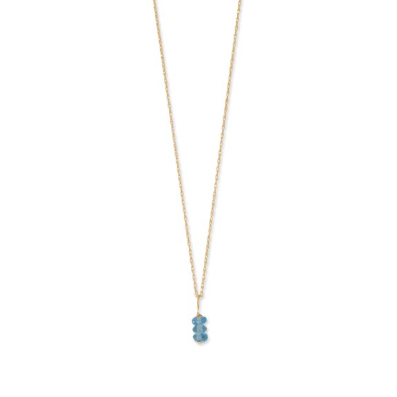 14k Yellow Gold Birthstone Necklace with London Blue Topaz - December