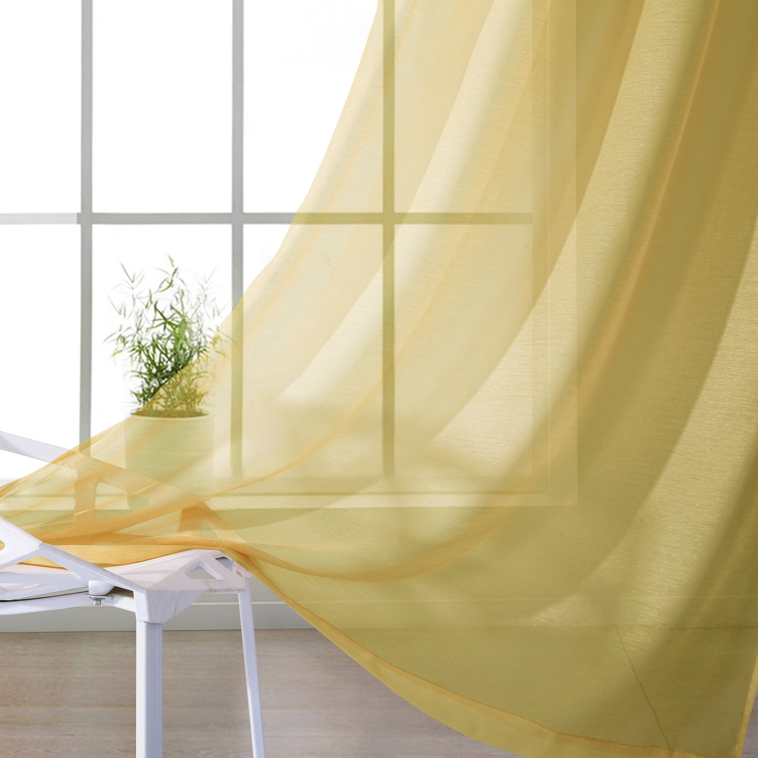 Dainty Home Malibu Textured Semi-Sheer Linen Look Grommet Top Curtain Set Of 4, 54" x 84" each (Covers Two Windows)