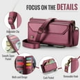 thumbnail image 5 of ShieldPlus for iPhone 15 Pro Case, RFID Blocking iPhone 15 Pro Wallet Case Crossbody for Women Men,Luxury PU Leather Magnetic Flip Zipper Strap Phone Case for iPhone 15 Pro,Winered, 5 of 8