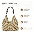 thumbnail image 2 of Boho Woven Crochet Bag, Summer Beach Tote, Lightweight Portable Shoulder Purse, Fashion Casual Handle Bag for Travel Vacation Daily Outdoor Shopping(Beige * Brown), 2 of 6