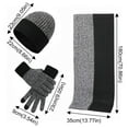 thumbnail image 3 of Winter Set with Contrast Cuffs Stylish Beanie Scarf Gloves Modern Look for Trendsetters Scarf a Hat Gloves, 3 of 5