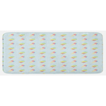 Ice Cream Kitchen Mat, Pastel Colored Hipster Pattern with Abstract Ice Cream and Popsicles Summertime, Plush Decorative Kitchen Mat with Non Slip Backing, 47" X 19", Multicolor, by Ambesonne