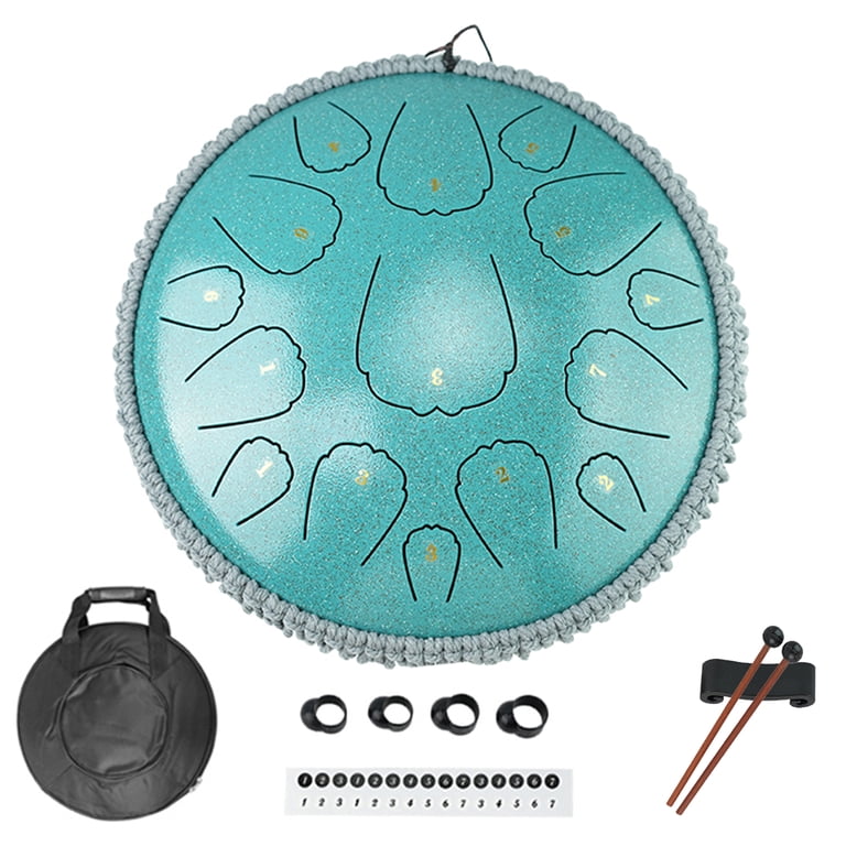 Dcenta 13" Steel Tongue Drum, 15 Notes, D Major, Blue photo 1