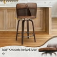 thumbnail image 6 of 26" Swivel Counter Height Bar Stools Set of 3 with Backs, Mid Century for Kitchen Island, Brown, 6 of 7