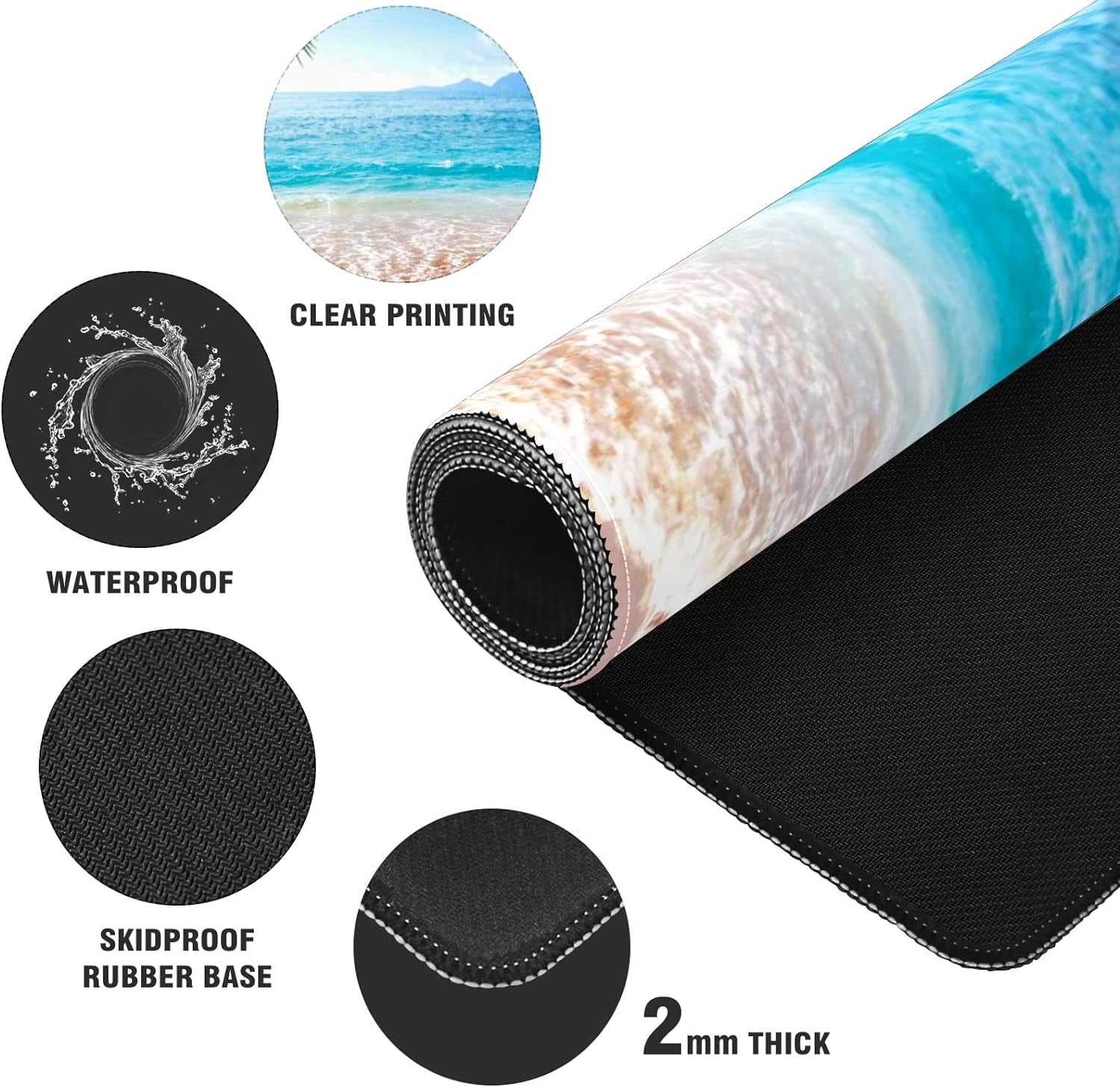 Palm Trees Beach Waves Desk Mat, Desk Accessory, Cute Workspace, Trendy Workspace, Trendy, 35.4x15.7in Large Gaming Mouse Pad, Cute Desk Topper, Pretty Desk Pad