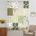 thumbnail image 3 of Spring Floral Sheer Curtains 45 Inches Long, Yellow Flowers Botanical Patchwork Grid Bohemia Light Filering Curtains, Breathable Simi Curtain Privacy Drapes for Kitchen Bathroom Window Treatment, 3 of 9