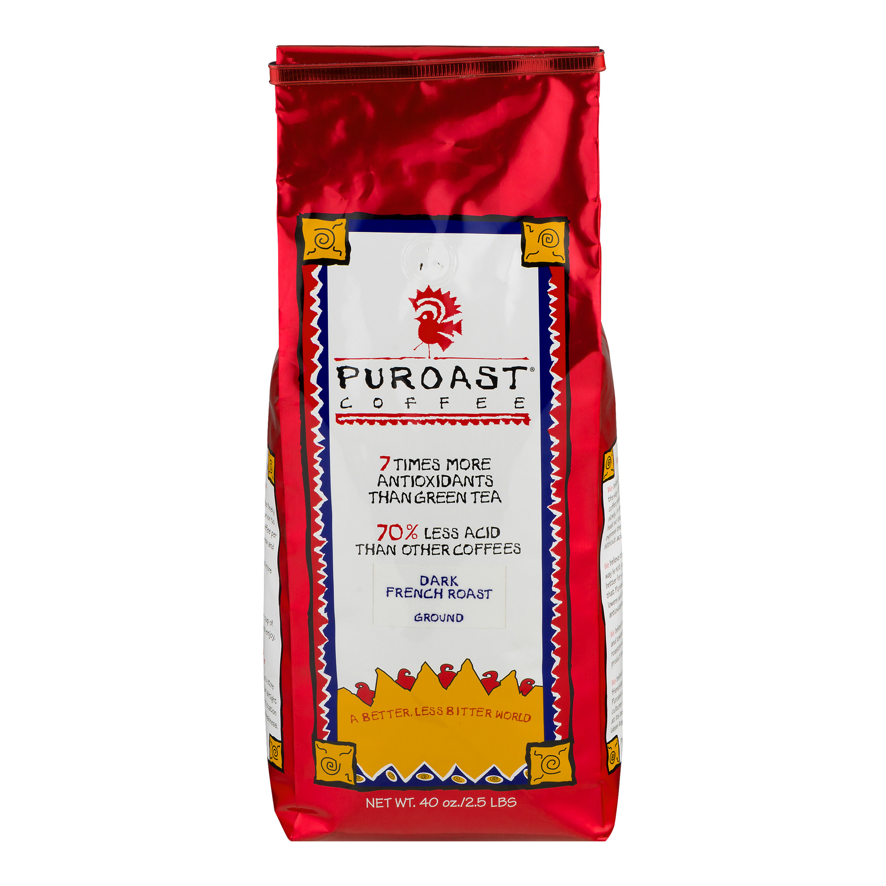 Puroast French Dark Roast Low Acid Ground Coffee, 40 oz Bag Walmart