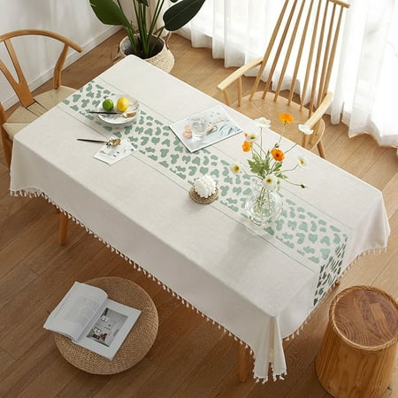 

Japanese Style Table Cloth Waterproof Dustproof Cotton Linen Jacquard Tablecloth Kitchen Dining Room Garden Ornament C 140X240CM