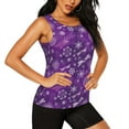 thumbnail image 2 of Gukieu Purple Snowflakes Print Women's Quick-drying Fitness Vest, Round Neck Sleeveless Fitness T-shirt, Suitable for Yoga, Sports-Small, 2 of 7