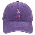 thumbnail image 2 of Unisex Cancer Awareness Washed Baseball Cap for Men Women Summer Outdoor Sun Protection Hat Purple, 2 of 3