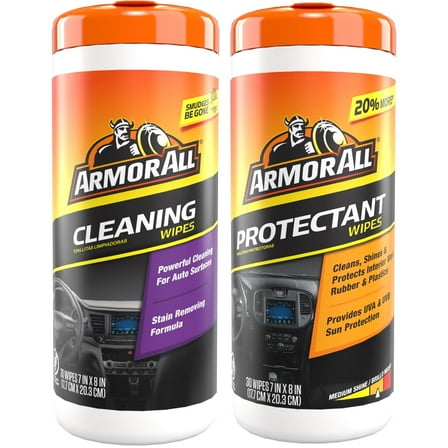 Armor All Interior Car Cleaning and Protectant Wipes Kit, 30 Count 2-Piece Bundle